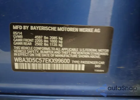 2014 BMW 328D xDrive from USA, damaged, VIN WBA3D5C57EKX99600